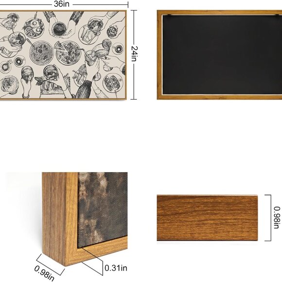 Framed Canvas Wall Art Vintage Print Cheers Friends Clinking Cute Minimalist Mid - Picture 2 of 6